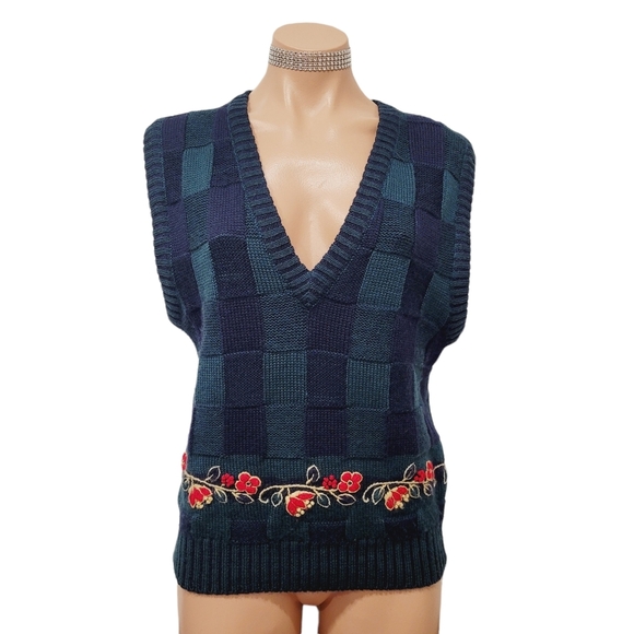 Vintage Jackets & Blazers - Vintage 80's 90's retro wool holiday granny sweater vest MEDIUM